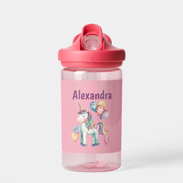 Niedliche Wasserfarben Einhorn Trinkflasche (Vorne)