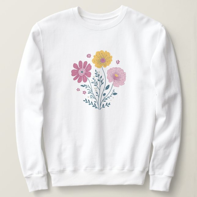 Niedliche Wasserfarben Florals Sweatshirt (Design vorne)