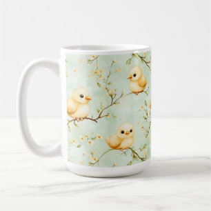Niedliche Wasserfarben Kindermädchen & Blumengrün Kaffeetasse