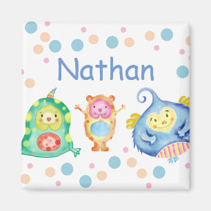 Niedliche Wasserfarben Kleine Monster Personalisie Magnet
