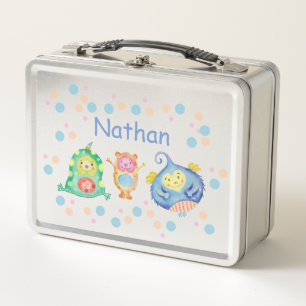 Niedliche Wasserfarben Kleine Monster Personalisie Metall Brotdose