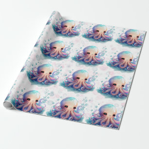 Niedliche Wasserfarben-Oktopus-Kinderdusche Geschenkpapier