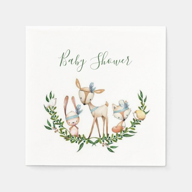 Niedliche Wasserfarben-Reh-Babyduschnapkins Serviette (Vorderseite)