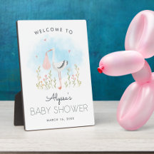Niedliche Wasserfarben Stork Baby Dusche Begrüßung