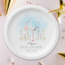 Niedliche Wasserfarben Stork Babydusche
