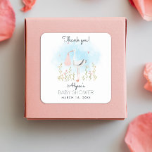 Niedliche Wasserfarben Stork Babydusche