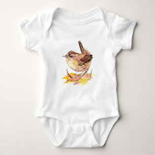 Niedliche Wasserfarben-Wren-Vogel, Natur, Wildtier Baby Strampler