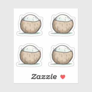 Niedliche Wasserfarbencoconut Aufkleber