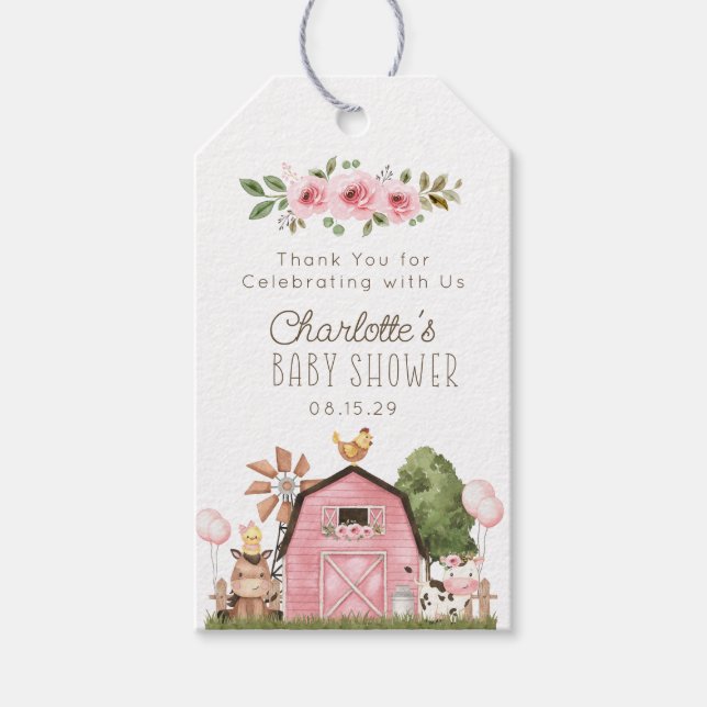 Niedliche Wasserfarbenfarm Tiere Barnyard Geschenk Geschenkanhänger (Vorderseite)