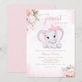 Niedliche Wasserfarbenflora Elephant Girl Babydusc Einladung