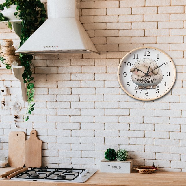 Niedliche Wasserfarbenfrohe Schafe, Holzwand Uhr (Von Creator hochgeladen)