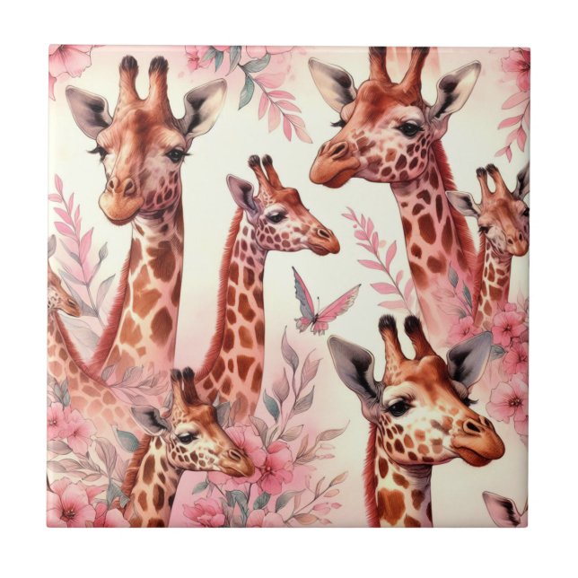 Niedliche WasserfarbenGiraffe Fliese (Vorderseite)