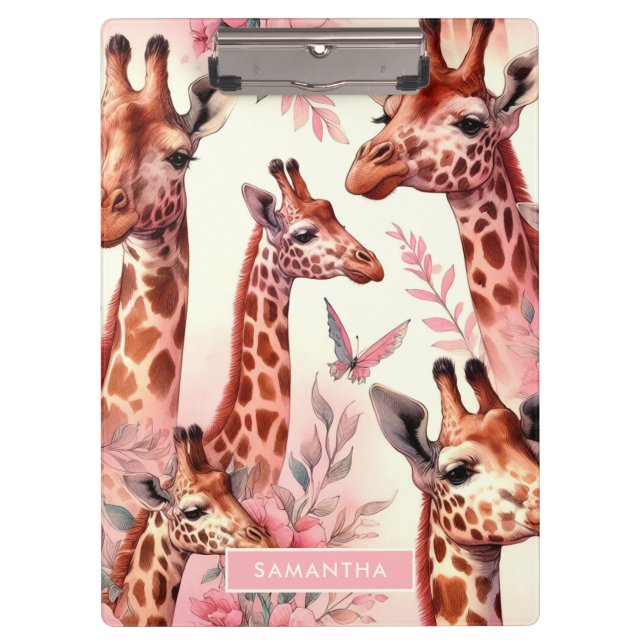 Niedliche WasserfarbenGiraffe Klemmbrett (Vorderseite)