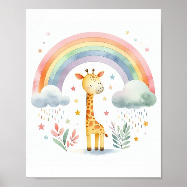 Niedliche WasserfarbenGiraffe Poster (Vorne)