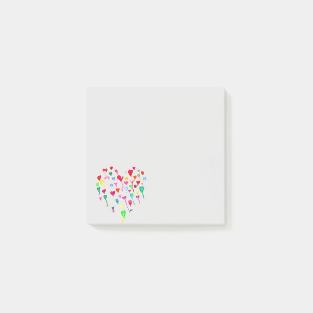 Niedliche Wasserfarbenherzen, farbenfrohe Girl's S Post-it Klebezettel (Vorderseite)