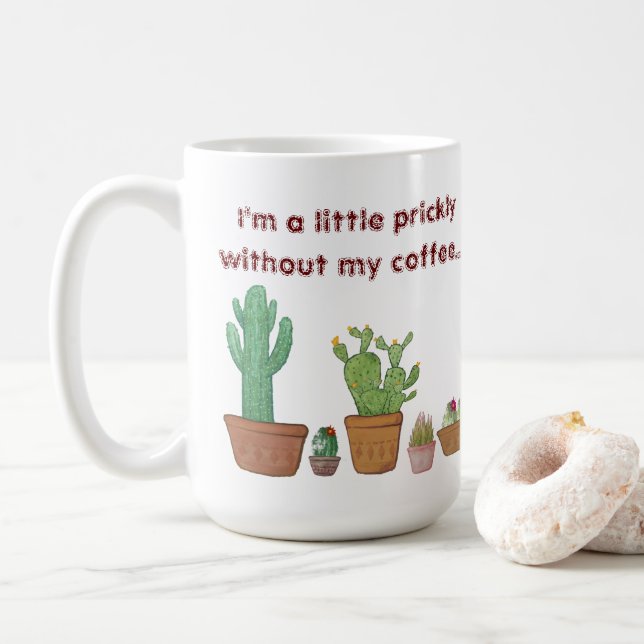 Niedliche Wasserfarbenkaktus peitschen ohne meine Kaffeetasse (Mit Donut)