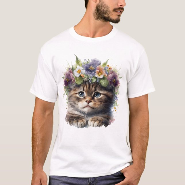Niedliche Wasserfarbenkatze T-Shirt (Vorderseite)