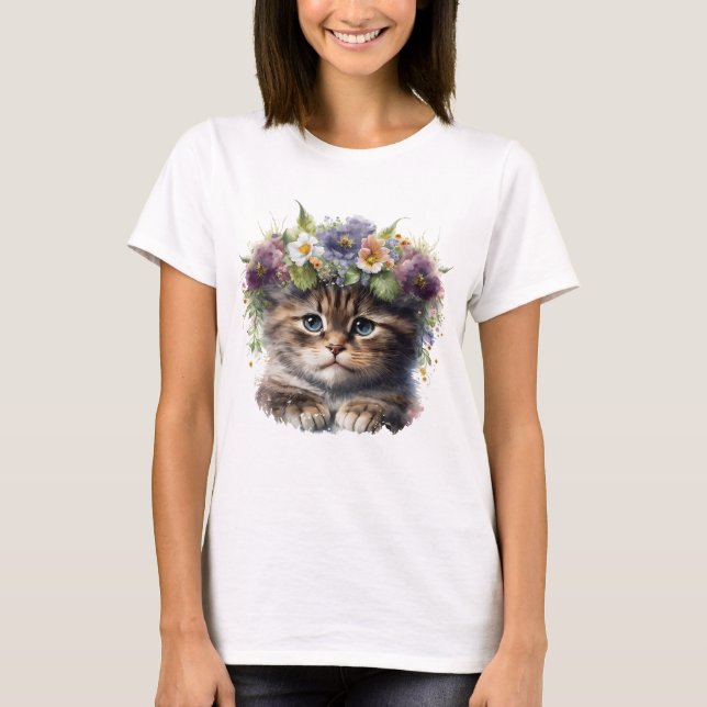 Niedliche Wasserfarbenkatze T-Shirt (Vorderseite)