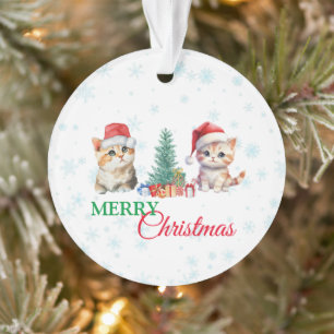 Niedliche Wasserfarbenkatze Weihnachtskätzchen Par Ornament