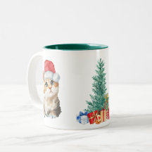Niedliche Wasserfarbenkatze Weihnachtskätzchen Par