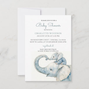 Niedliche Wasserfarbenlephant Babydusche Einladung