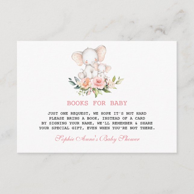 Niedliche Wasserfarbenlephant Blumenbaby-Dusche Begleitkarte (Vorderseite)