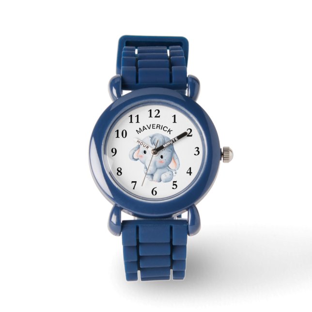 Niedliche Wasserfarbenlephon benutzerdefinierte Ki Armbanduhr (Vorderseite)