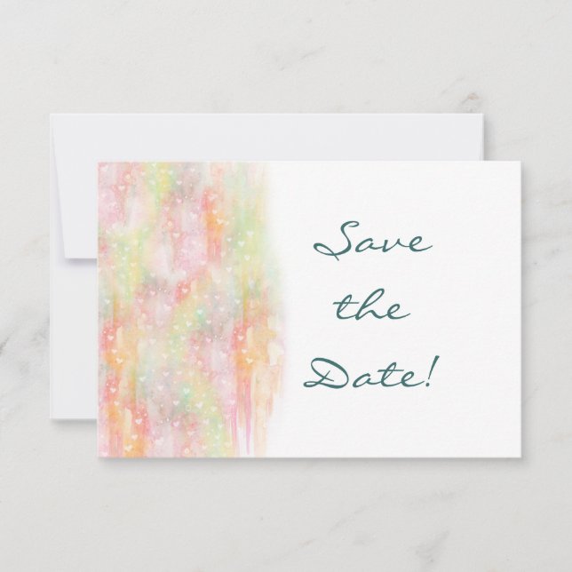 Niedliche Wasserfarbenpfeifen Hochzeitsfeiern Spei Save The Date (Vorderseite)