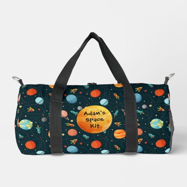 Niedliche Wasserfarbenraumplaneten Raketen betäube Duffle Bag (Vorderseite)