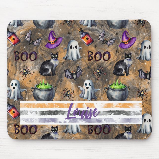 NIEDLICHE WASSERFARBHALLOWEEN GHOSTS KATZBATTEN MOUSEPAD (Vorne)