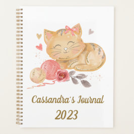 Niedliche Wasserfarbkatze Personalisierter Planer