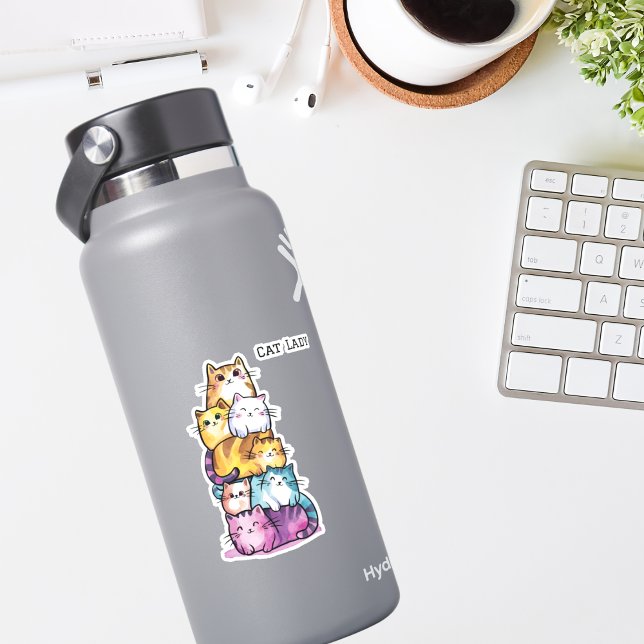 Niedliche Wasserfarbkatzen, Katze Lady, Minimalist Aufkleber (Von Creator hochgeladen)