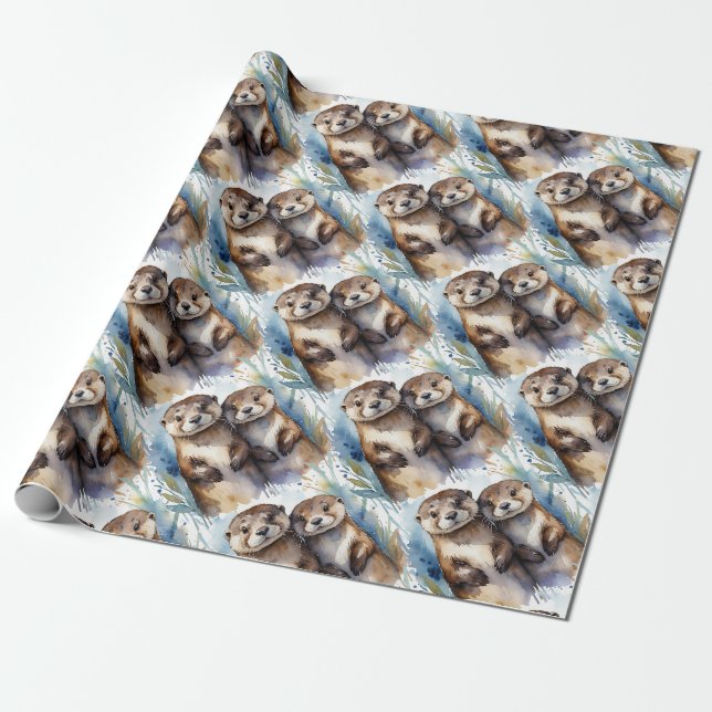 Niedliche Wasserfarbstoffe Tierwelt Natur Geschenkpapier (Ungerollt)