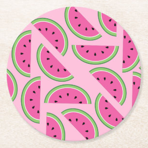 Niedliche Wassermelone 1. Geburtstag Party Runder Pappuntersetzer