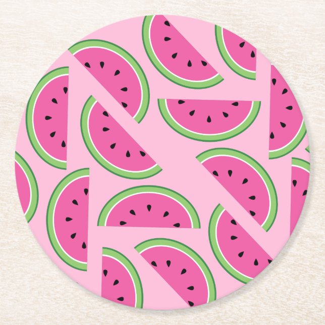 Niedliche Wassermelone 1. Geburtstag Party Runder Pappuntersetzer (Vorderseite)