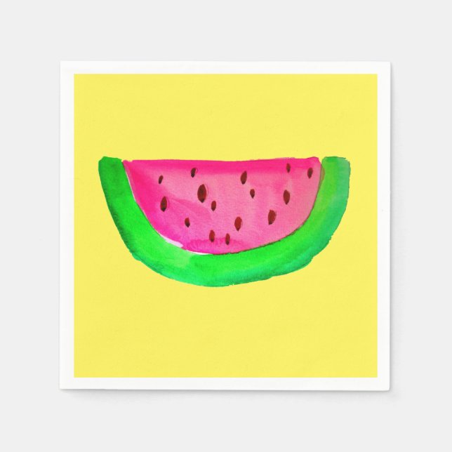 Niedliche Wassermelone Aquarellzeichnung Fruchtkun Serviette (Vorderseite)