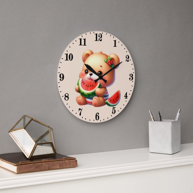Niedliche Wassermelone Große Wanduhr (Büro)
