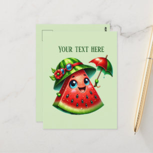 Niedliche Wassermelone hinzufügen Postkarte