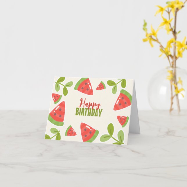 Niedliche Wassermelone zum Geburtstag Karte (Gelbe Blume)