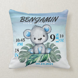 Niedliche Watercolor Babybären Geburtsstände Kissen