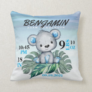 Niedliche Watercolor Babybären Geburtsstände Kissen