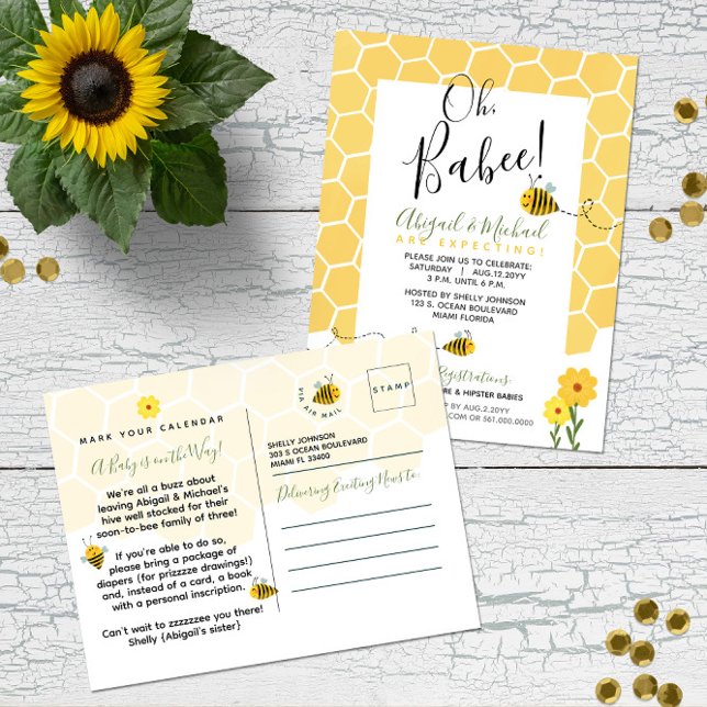 👶 🐝 Niedliche Watercolor Bumble Bee Budget Babyd Postkarte (Von Creator hochgeladen)