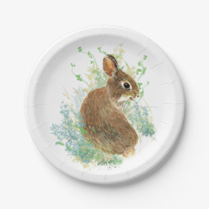 Niedliche Watercolor-Häschen-Kaninchen-Tier-Kunst Pappteller