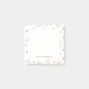 Niedliche Watercolor Pastell Rainbow Cloud Stars Post-it Klebezettel
