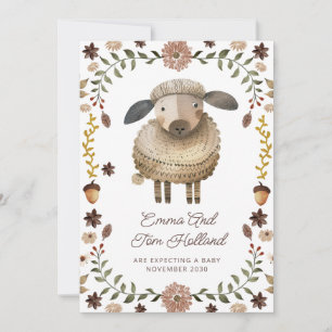 Niedliche Watercolor Sheep Schwangerschaft Ankündigung