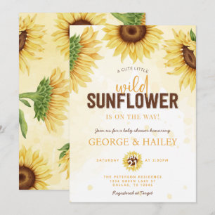 Niedliche Watercolor Wild Sunflower Baby Dusche Einladung