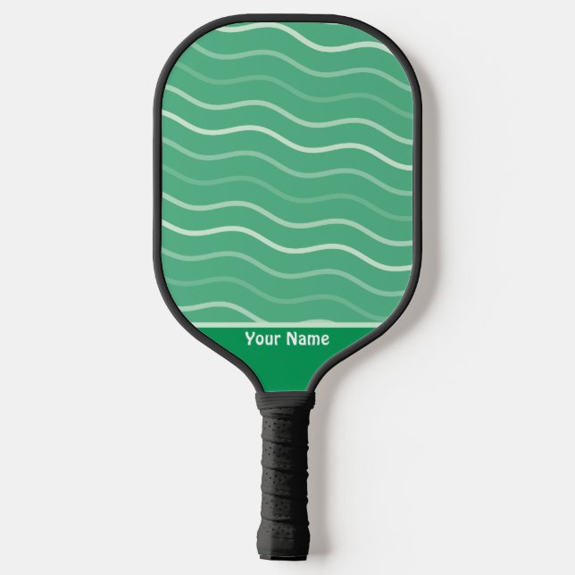 Niedliche Wavy Lines Stripes Green Pickleball Padd Pickleball Schläger (Rückseite)