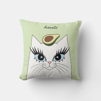 Niedliche Weibliche Katze Gesicht Avocado Kopfkiss Kissen