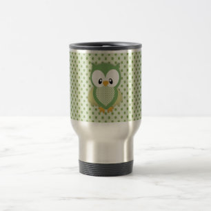 Niedliche weiche gree Creme und gelbe Eule Reisebecher