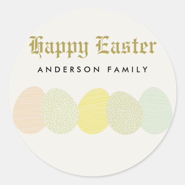 NIEDLICHE WEICHE SUBTLE PASTEL EASTER EIER PERSONA RUNDER AUFKLEBER (Vorderseite)